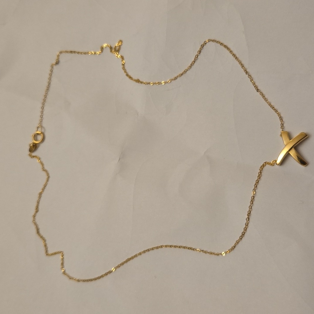 14k Solid X Mark Necklace - image 4